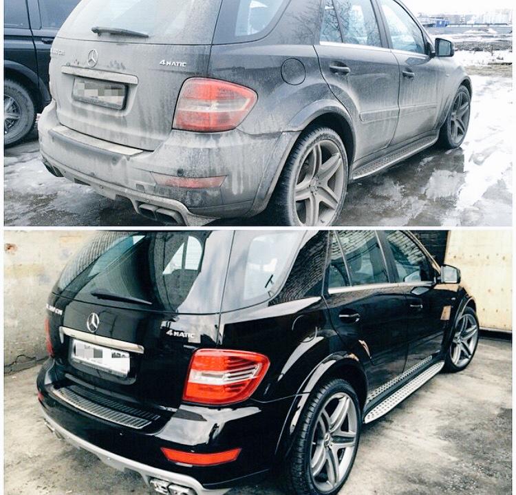 Before and after car cleaning result
