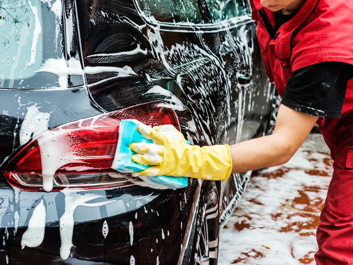 Car being professionally cleaned